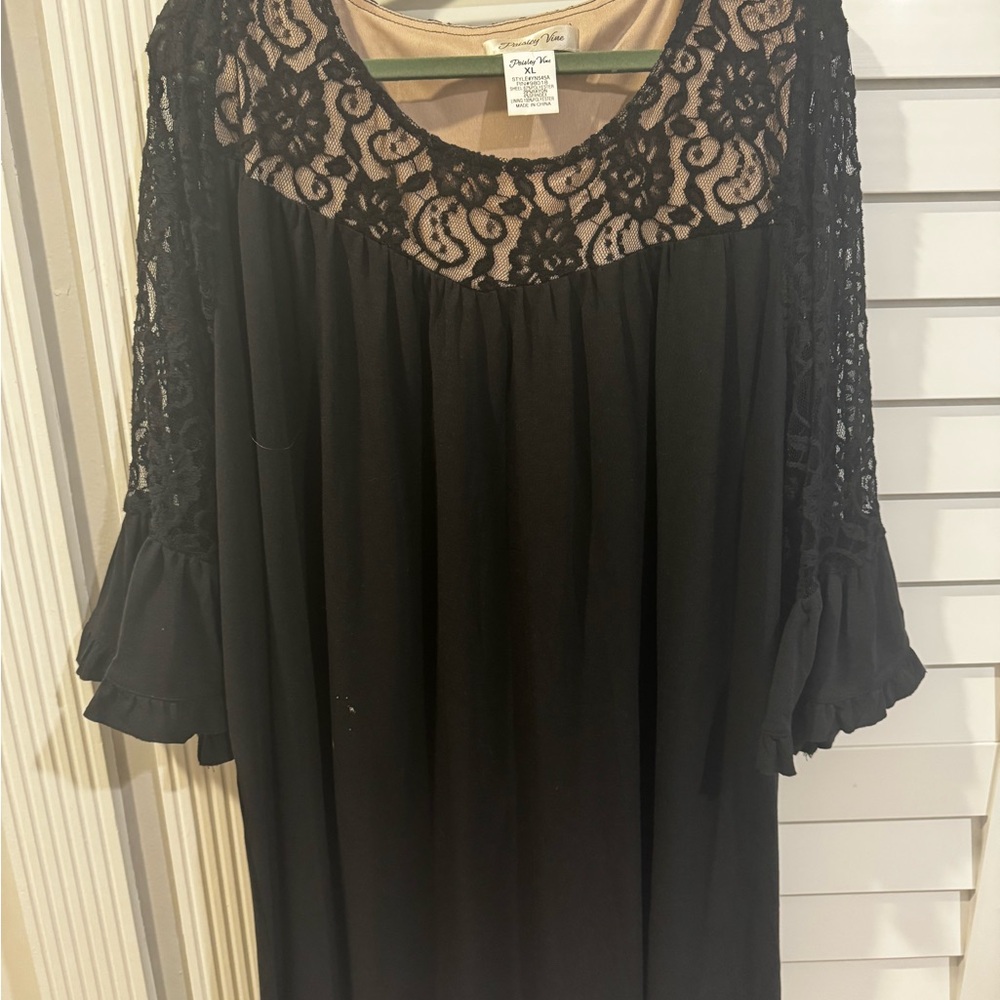 Black Lace Overlay Blouse